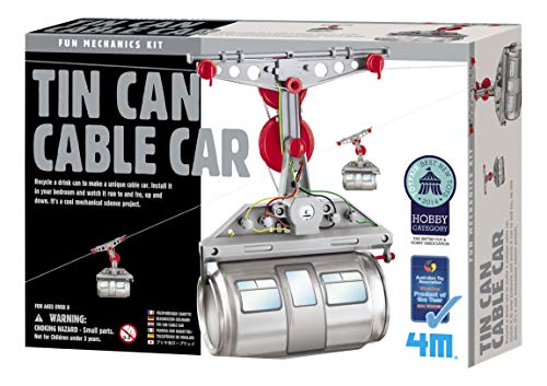 4M Tin Can Cable Car, DIY Mechanical Engineering - STEM Toys Science Gondola Educational Gift for Kids and Teens, Girls and Boys