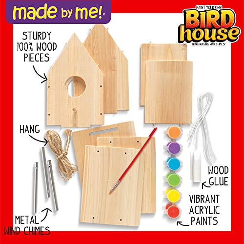 Made By Me Build and Paint Your Own Wooden Bird House, DIY Birdhouse Making For Ages 5, 6, 7, 8, 9, Arts and Crafts Painting Kit For Kids, Great Spring and Summer Craft Activity, Fun Birthday Party Idea