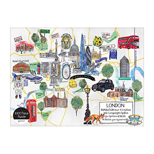 Galison London Map 1000 Piece Puzzle, Multicolor