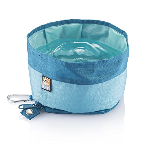 Kurgo Zippy Bowl, Collapsible Travel Dog Bowl, Pet Food and Hiking Water Bowl, Machine Washable Bowl for Dogs, Travel Accessories for Pets, BPA Free, Carabiner,Red