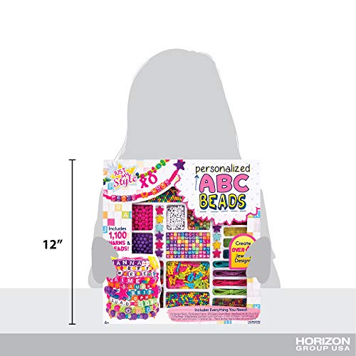 Just My Style ABC Beads by Horizon Group Usa, 1000+ Charms and Beads, Alphabet Charms, Accent Beads, Seed Beads, Star Beads, Wax Beading Cord, Satin Cord and Key Ring Included, Bright