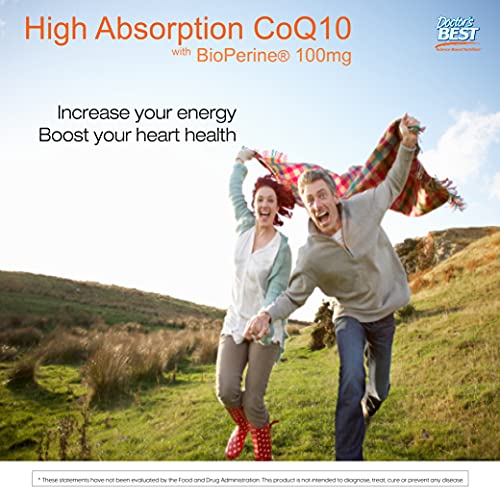 Doctor's Best High Absorption CoQ10 with Bioperine, Heart Health and Energy Production, Non-GMO, Gluten and Soy Free, Vegan, 100 Mg, 120 count