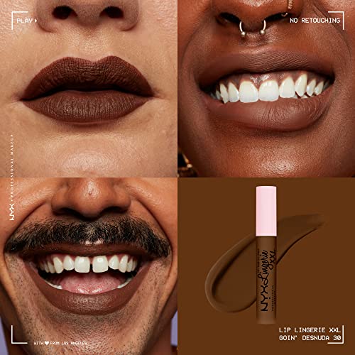 NYX PROFESSIONAL MAKEUP Lip Lingerie XXL Matte Liquid Lipstick - Goin Desnuda (Chocolate Brown)