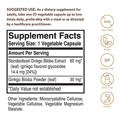 Solgar Super Ginkgo, 120 Vegetable Capsules - Full Potency (FP) - Antioxidant and Nervous System Support - Brain Health - Non-GMO, Vegan, Gluten Free, Dairy Free, Kosher - 120 Servings