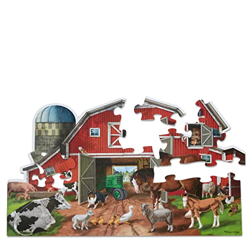Melissa and Doug Busy Barn Shaped Jumbo Jigsaw Floor Puzzle (32 pcs, 2 x 3 feet)