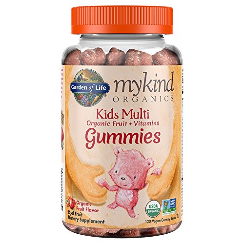 Garden of Life mykind Organics Kids Gummy Vitamins - Fruit - Certified Organic, Non-GMO and Vegan Complete Children's Multi - B12, C and D3 - Gluten, Soy and Dairy Free, 120 Real Fruit Chew Gummies