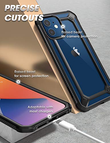 SUPCASE Unicorn Beetle EXO Pro Series Case for iPhone 12 Mini (2020 Release) 5.4 Inch, with Built-in Screen Protector Premium Hybrid Protective Clear Bumper Case (Black)