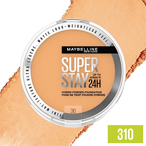 Maybelline Super Stay Up to 24HR Hybrid Powder-Foundation, Medium-to-Full Coverage Makeup, Matte Finish, 310, 1 Count