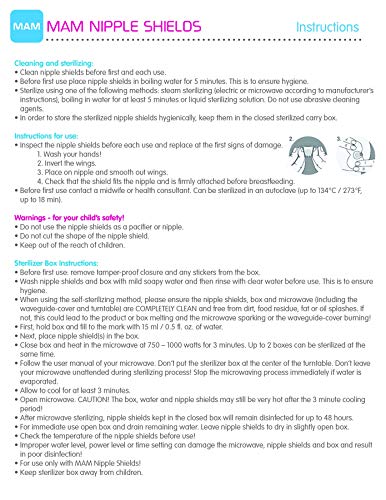 MAM Breastfeeding Nipple Shields with Sterilizing Storage Case, Nipple Shields for Nursing Newborn, Size 1 Small 17mm, 2-Count, Clear