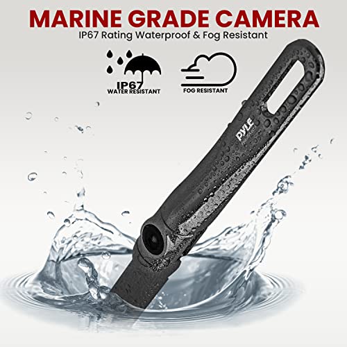 Pyle License Plate Rear View Camera - Built-in Distance Scale Lines Backup Parking/Reverse Assist Waterproof Adjustable Slim Bar Cam w/ 420 TVL Resolution and RCA Output Zinc Black Chrome PLCM18BC