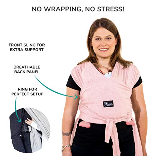 Koala Babycare Baby Carrier Wrap, Adjustable and Easyt-to-Wear As a T-Shirt - Baby Wearing Wrap One Size Fits All - Unisex Infant Wrap Carrier Up to 22lbs
