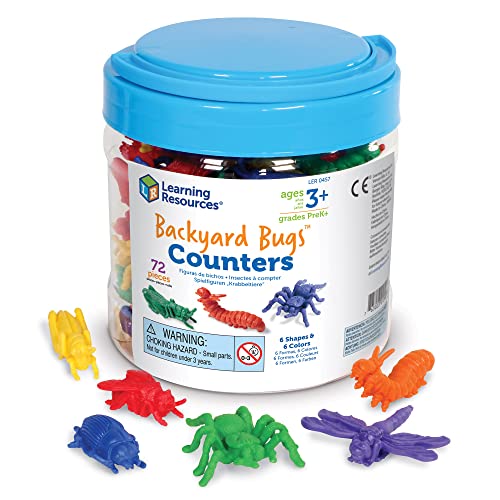 Learning Resources Backyard Bugs Counters - 72 Pieces, Ages 3+ Counting and Sorting Toys for Toddlers, Preschool Learning Toys