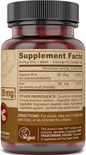 DEVA Vegan Vitamins CHELATED Iron,29MG,Vegan, 90 TAB 90 Count (Pack of 2)
