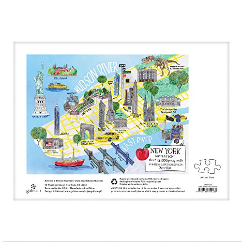Galison 1000 Piece New York City Map Jigsaw Puzzle for Adults and Families, NYC Puzzle Features Sights from Around New York City