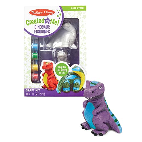 Melissa and Doug Created by Me! Dinosaur Figurines Craft Kit (2 Resin Dinosaurs, 6 Paints, Paintbrush)