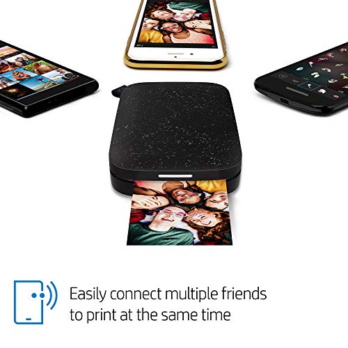 HP Sprocket Portable 2x3' Instant Color Photo Printer (Noir) Print Pictures on Zink Sticky-Backed Paper from your iOS and Android Device.