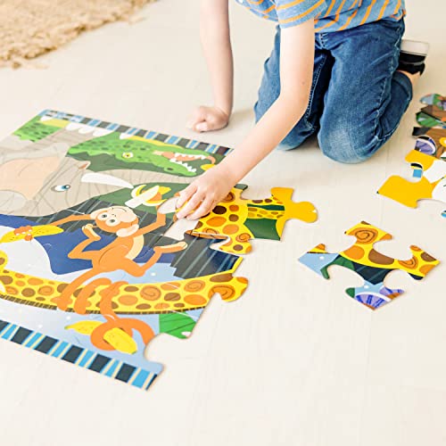 Melissa and Doug Safari Social Jumbo Jigsaw Floor Puzzle (24 pcs, 2 x 3 feet) - Kids Animal Puzzles, Large Floor Puzzles For Preschoolers And Kids Ages 3+