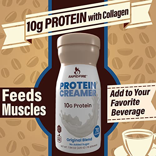 RAPID FIRE Protein Creamer, Original Blend, Keto Friendly, 10g of Protein with Vitamins and Minerals, 15 Servings, May Boost Metabolism and Increase Energy, Multi
