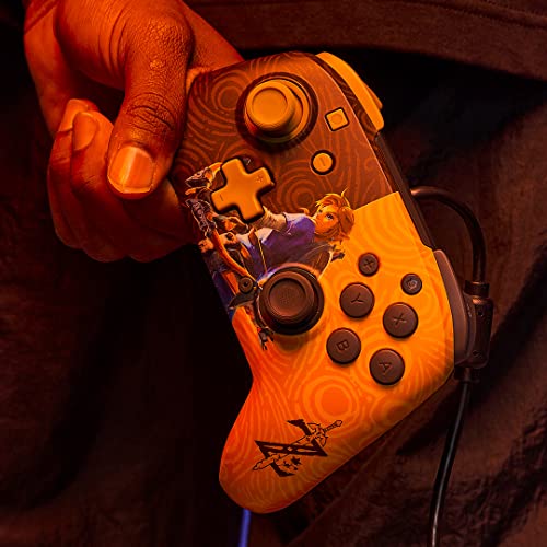 PDP Gaming Faceoff Deluxe+ Wired Switch Pro Controller - Zelda Breath of the Wild - Link - Gold / Black - Official Licensed Nintendo - Customizable buttons and paddles - Ergonomic Controllers