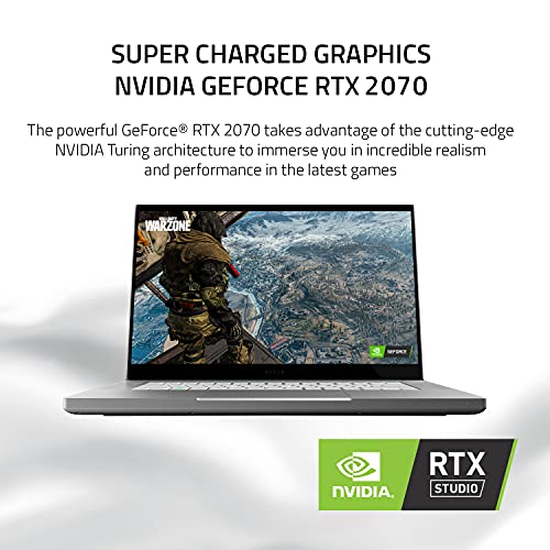 Razer Blade 15 Base Gaming Laptop 2020: Intel Core i7-10750H 6-Core, NVIDIA GeForce RTX 2070 Max-Q,15.6' 4K OLED,16GB RAM,512GB SSD, CNC Aluminum,Chroma RGB,Thunderbolt 3,Creator Ready, Mercury White
