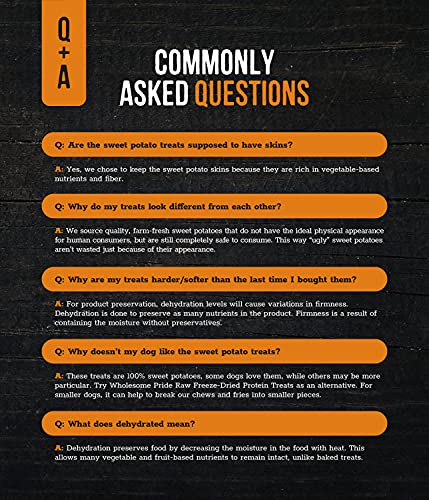 Wholesome Pride Sweet Potato Fries 100% All-Natural Single Ingredient, USA-Sourced Dog Treats, 8 oz