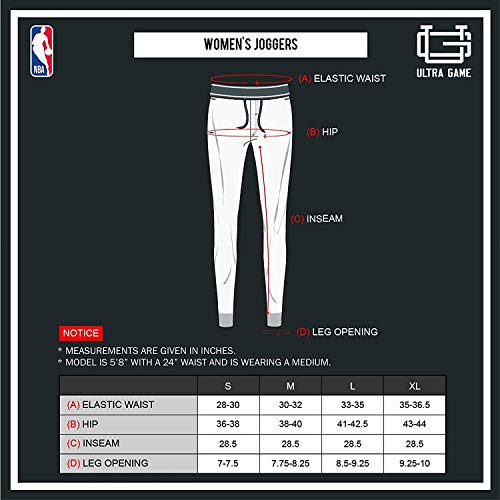 Ultra Game NBA Houston Rockets Womens Jogger Pants Active Basic Fleece Sweatpants , Heather Gray, Small