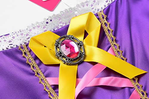 ReliBeauty Girls Dress Puff Sleeve Princess Costume, 10-12, Purple(with Accessories)