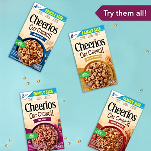 Cheerios Oat Crunch Berry Oat Breakfast Cereal, Family Size, 24 oz