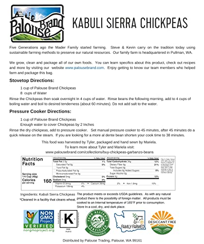 Chickpeas | Garbanzo Beans | Family Farmed in Washington State | Desiccant Free | 5 lbs | Non-GMO Project Verified | Kosher Parve | USA Grown | Field Traced | Burlap Bag