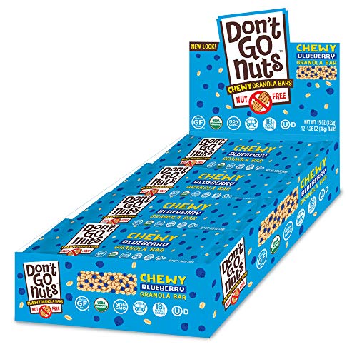 Don't Go Nuts Nut-Free Organic Chewy Granola Bar, Blueberry, 12 Count, Non GMO, Gluten Free