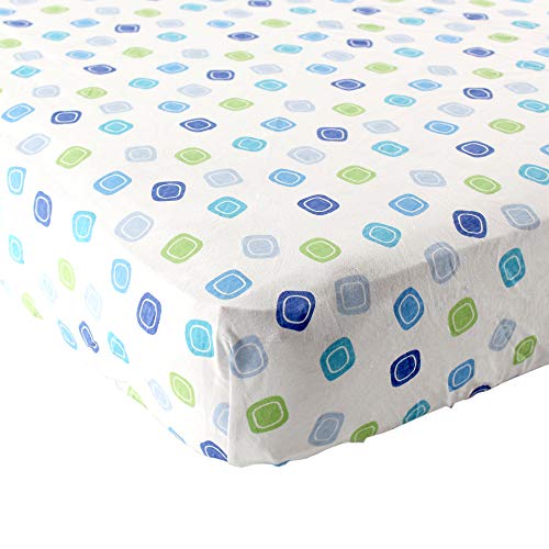 Luvable Friends Unisex Baby Fitted Crib Sheet, Blue Geometric, One Size