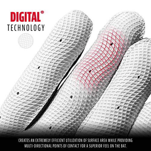 Franklin Sports MLB Digitek Baseball Batting Gloves - Gray/White/Black Digi - Youth Large