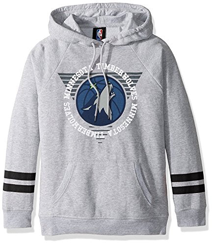 Ultra Game NBA Minnesota Timberwolves Womens Soft Fleece Pullover Hoodie Sweatshirt With Varsity Stripe, Heather Gray, Small