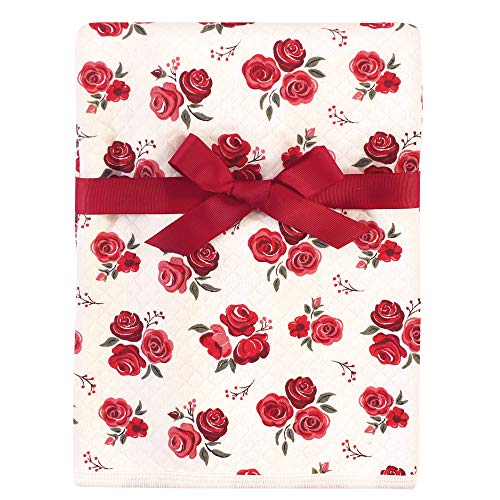 Hudson Baby Unisex Baby Quilted Multi-Purpose Swaddle, Receiving, Stroller Blanket, Red Rose 1-Pack, One Size