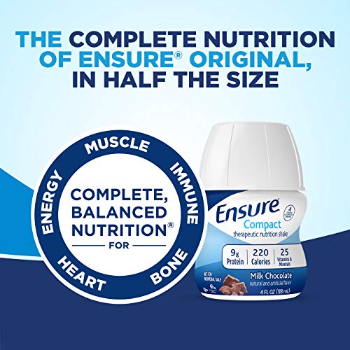 Ensure Compact Nutrition Shake with 9g of Protein and 25 Vitamins and Minerals, Milk Chocolate, 4 Fl Oz (Pack of 24)