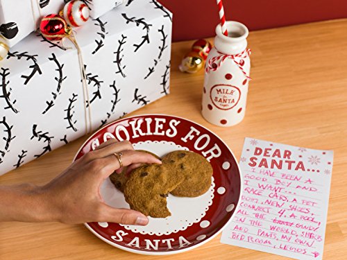 Pearhead Christmas Cookies for Santa Plate, Milk Jug and Dear Notepad Set, Holiday Gift Collection