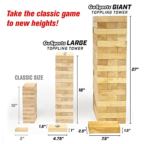 GoSports Giant Wooden Toppling Tower Made from Premium Tropical Hardwood