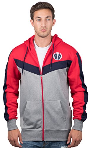 Ultra Game NBA Washington Wizards Mens Soft Fleece Full Zip Jacket Hoodie, Team Color, Large