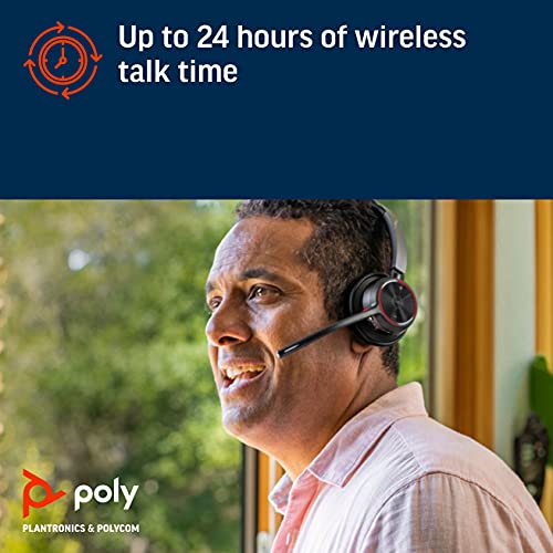 Poly - Voyager 4310 UC Wireless Headset + Charge Stand (Plantronics) - Single-Ear Headset w/ Mic - Connect to PC/Mac via USB-A Bluetooth Adapter, Cell Phone via Bluetooth -Works with Teams, Zoom andMore