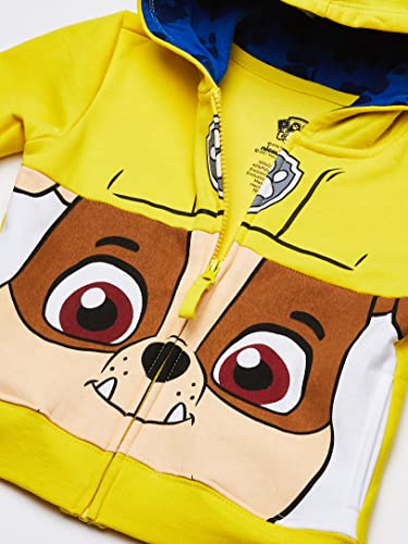 Paw Patrol boys Paw Patrol Character Big Face Zip-up Hoodies Hooded Sweatshirt, Rubble Yellow, 5T US