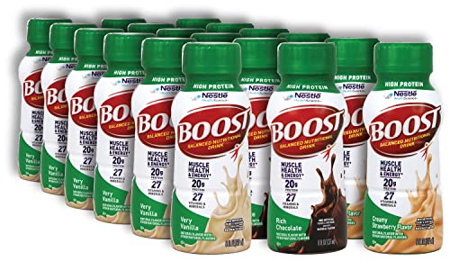 Boost Balanced Nutritional Shake Variety | High Protein | Boost Rich Chocolate, Boost Creamy Strawberry, and Boost Very Vanilla Flavors | 18 Pack | Niro Assortment | Included one Niro beverage sleeve