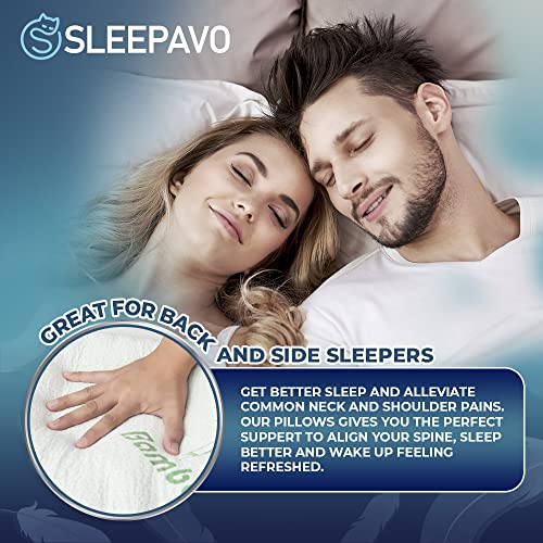 Memory Foam Pillows Queen Size Set of 2 - Cooling Bed Pillows for Sleeping - Back, Stomach and Side Sleeper Firm Pillow - Comfy Cool Shredded Memory Foam 2 Pack Queen Rayon Derived from Bamboo Pillows