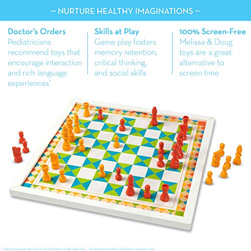 Melissa and Doug Double-Sided Wooden Chess and Pachisi Board Game with 42 Game Pieces (17.5ââ‚¬ W x 17.5ââ‚¬ L x 1.5ââ‚¬ D)