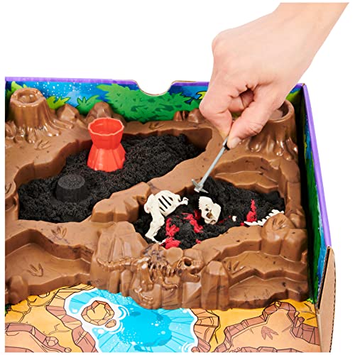 Kinetic Sand, Dino Dig Playset with 10 Hidden Dinosaur Bones, Play Sand Sensory Toys for Kids Aged 6 and up