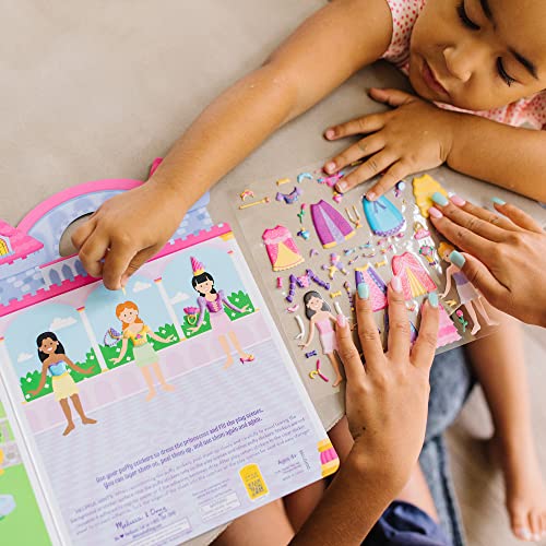 Melissa and Doug Puffy Sticker Activity Books Set: Princess, Mermaid, Fairy - 180+ Reusable Stickers - Reusable Dress Up Doll Stickers, Restickable Puffy Stickers For Kids Ages 4+
