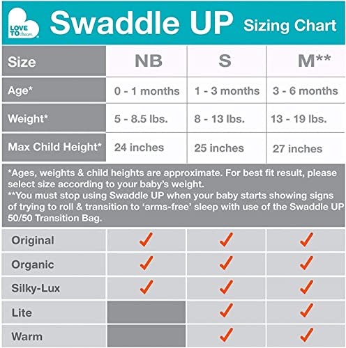 Love to Dream Swaddle UP Organic Lite 0.2 TOG, Stardust, Medium, 13-19 lbs, Better Sleep, Allow Baby to Sleep in Their Preferred Arms Up Position for Self-Soothing, Snug Fit Calms Startle Reflex