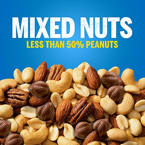 Planters Mixed Nuts Less Than 50% Peanuts with Peanuts (Almonds, Cashews, Hazelnuts and Pecans, 12 ct Pack, 15 oz Canisters)