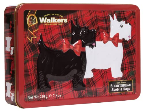 Walker's Shortbread Scottie Dog Shaped Cookies, Pure Butter Shortbread Cookies, 7.8 Oz Gift Tin