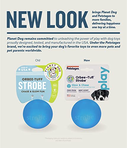 Planet Dog Orbee-Tuff Strobe Ball Blue Light Up LED Dog Toy