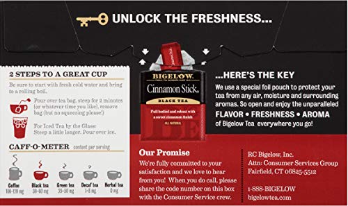 Bigelow Cinnamon Stick Black Tea, Caffeinated, 20 Count (Pack of 6), 120 Total Tea Bags